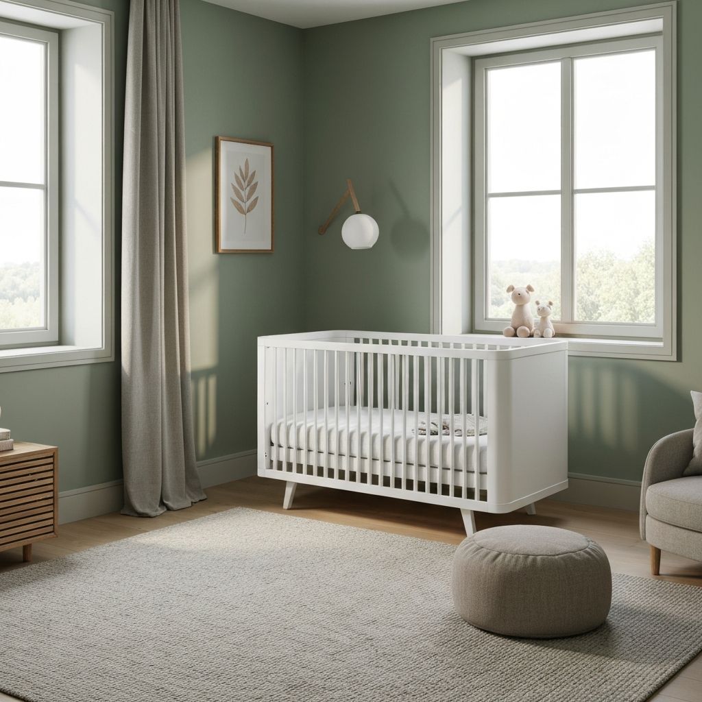 Beautifully designed modern nursery with Newton crib mattress in a white crib