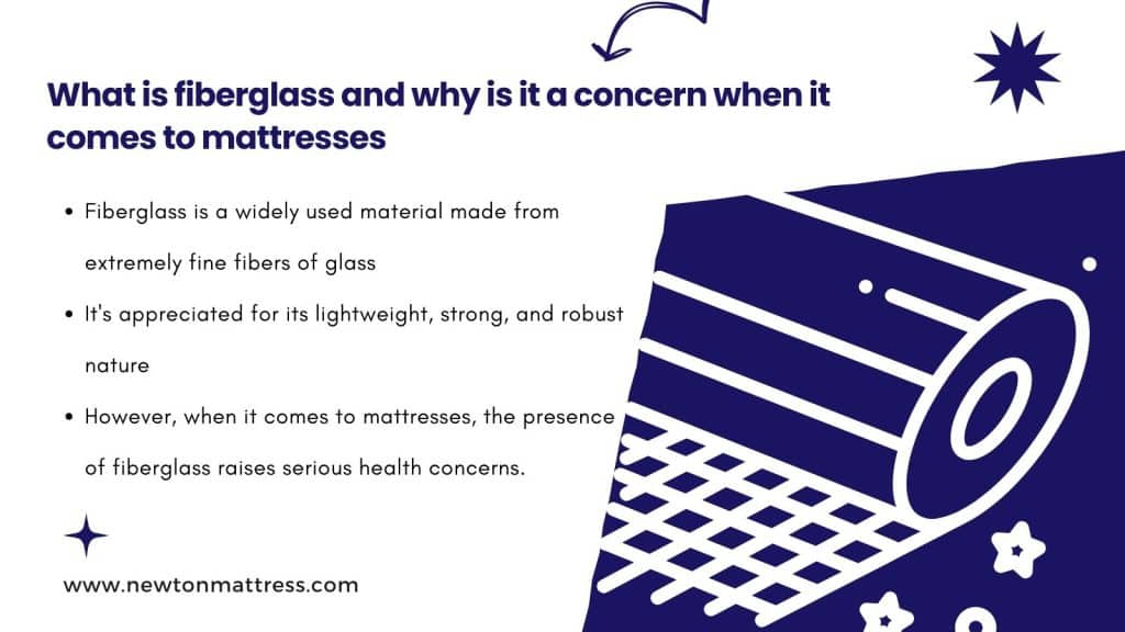 What is fiberglass and why is it a concern when it comes to mattresses